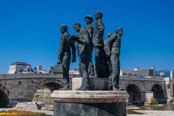 Skopje North Macedonia July 2018 Statues Historical City Center Skopje — Stock Photo, Image