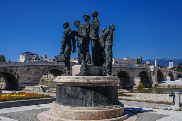 Skopje Nord Macedonia Juli 2018 Statuen Historischen Stadtzentrum Von Skopje — Stockfoto