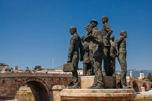 Skopje Nord Macedonia Juli 2018 Statuen Historischen Stadtzentrum Von Skopje — Stockfoto