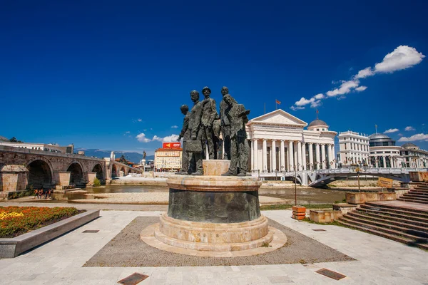 Skopje North Macedonia July 2018 Statues Historical City Center Skopje — Stock Photo, Image