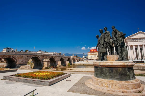 Skopje Nord Macedonia Juli 2018 Statuen Historischen Stadtzentrum Von Skopje — Stockfoto