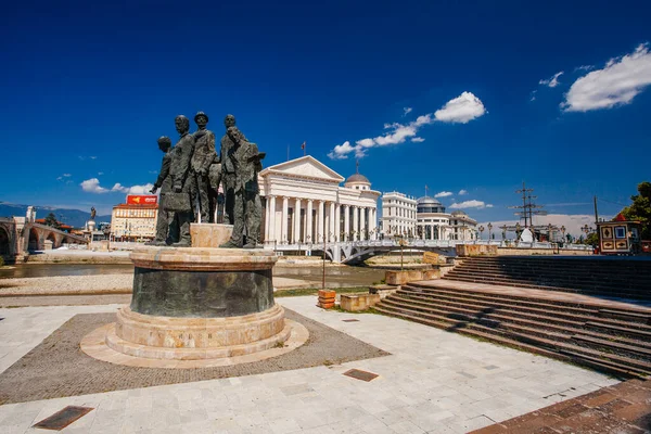 Skopje Nord Macedonia Juli 2018 Statuen Historischen Stadtzentrum Von Skopje — Stockfoto