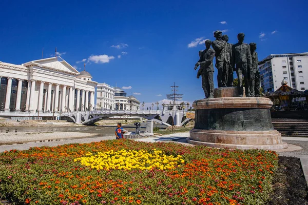 Skopje Nord Macedonia Juli 2018 Statuen Historischen Stadtzentrum Von Skopje — Stockfoto