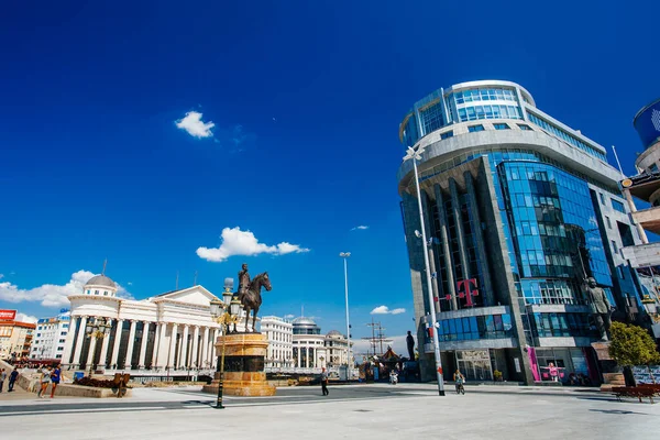 Skopje Macedonia Juli 2018 Der Mazedonien Platz Ist Der Hauptplatz — Stockfoto