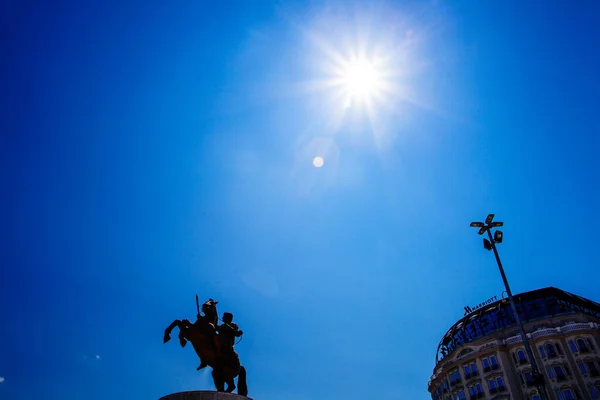 Skopje Macedonia Del Norte Julio 2018 Estatuas Centro Histórico Skopje —  Fotos de Stock