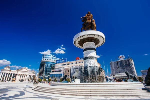 Skopje Macedonia July 2018 Macedonia Square Main Square Skopje Capital — Stock Photo, Image