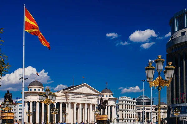 Skopje Macédoine 029 Juillet 2018 Place Macédoine Est Place Principale — Photo