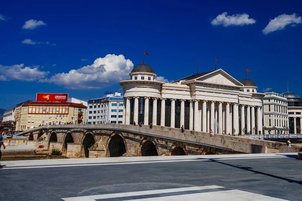 Skopje Macedonia Juli 2018 Der Mazedonien Platz Ist Der Hauptplatz — Stockfoto