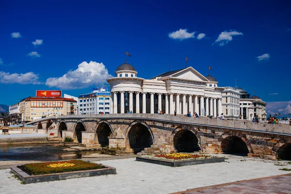 북마케도 스코페 2018 Archaeological Museum Macedonia Bridge Civilizations Downtown Skopje — 스톡 사진