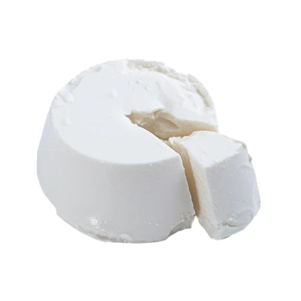 Fresh Aromatic Ricotta Cheese Isolated White Background — Stock Photo, Image