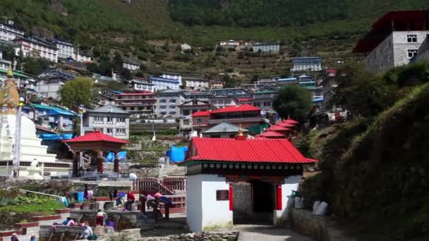 Namche Bazaar Város Úton Everest Bázistáborba Nepálba — Stock videók