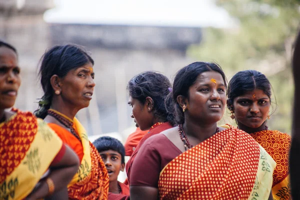 Kanchipuram India Enero Los Turistas Indios Exploran Los Templos Ancestrales — Foto de Stock