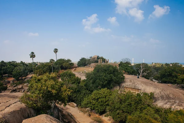 Mahabalipuram Chennai Indien Januar 2015 Gigantische Granitblöcke Und Steintempel Der — Stockfoto