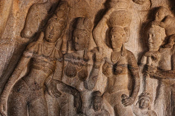 Mamallapuram Tamilnadu India Gennaio 2015 Scultura Rupestre Discesa Del Gange — Foto Stock