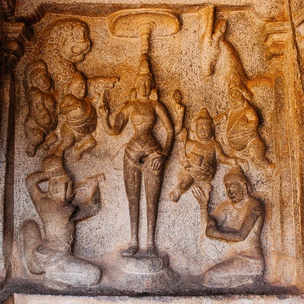 Mamallapuram Tamilnadu India January 2015 Rock Carving Descent Ganges Mamallapuram — Stock Photo, Image