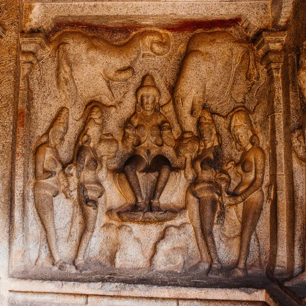Mamallapuram Tamilnadu Índia Janeiro 2015 Escultura Rupestre Descida Ganges Mamallapuram — Fotografia de Stock