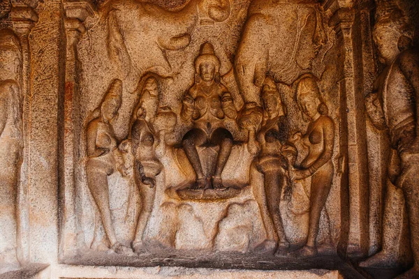 Mamallapuram Tamilnadu Indien Januari 2015 Rock Carving Descent Ganges Mamallapuram — Stockfoto