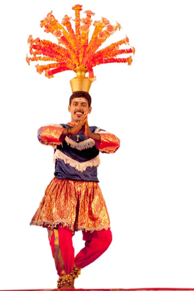 Mamallapuram Tamil Nadu India January Indian Dancer Performs Traditiona Dances — Stock Photo, Image