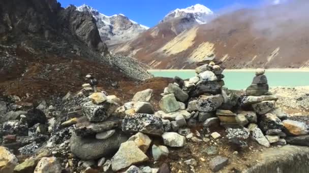 Paysage Avec Lac Gokyo Avec Une Eau Bleue Incroyable Népal — Video