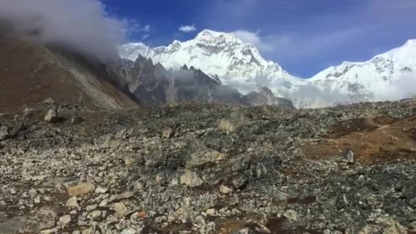 Uitzicht Vanaf Cho Pas Weg Van Gokyo Meren Naar Everest — Stockvideo