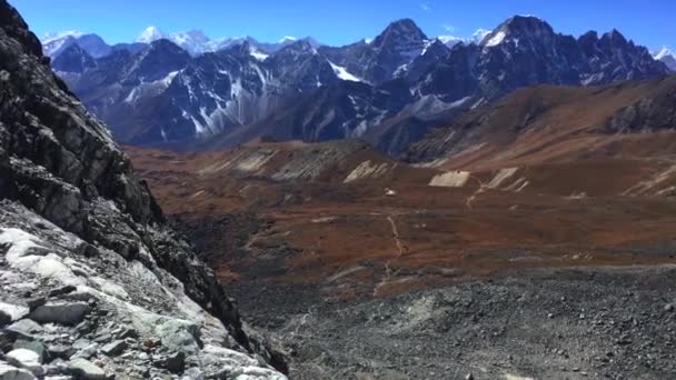 View Cho Pass Way Gokyo Lakes Everest Base Camp Непал — стоковое видео