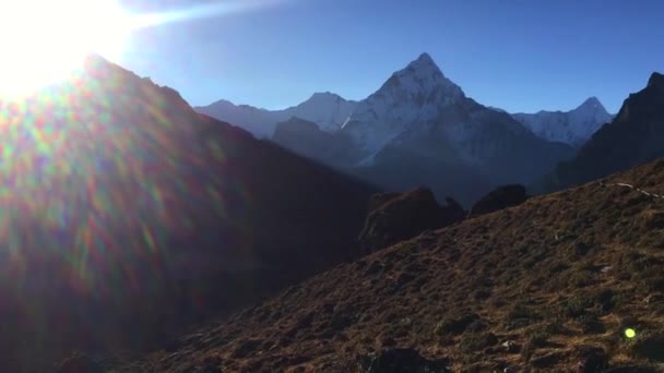 Csodálatos Hegyek Everest Bázis Felé Vezető Úton Nepál — Stock videók