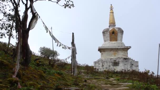 Buddhist Stupa Himalayan Mountains Way Everest Base Camp — Stock Video