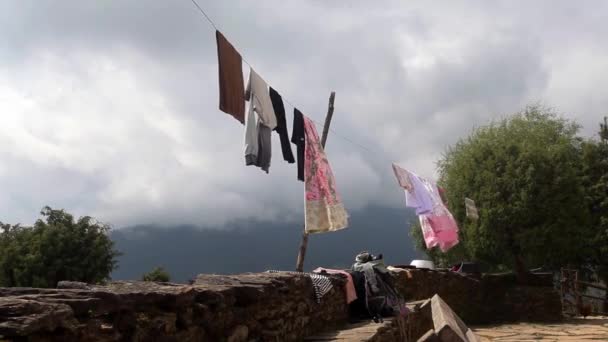 Blanchisserie Sèche Dans Village Montagne Himalaya Népal — Video