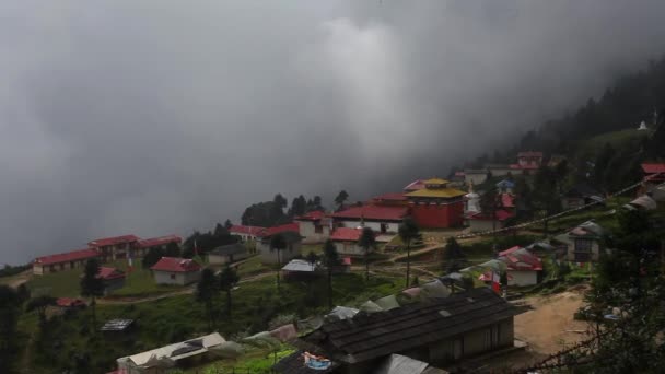 Piccola Città Himalaya Montagne Sulla Strada Everest Base Cap Nepal — Video Stock