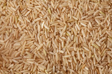 Esmer pirinç arka planı, sağlıklı yiyecekler