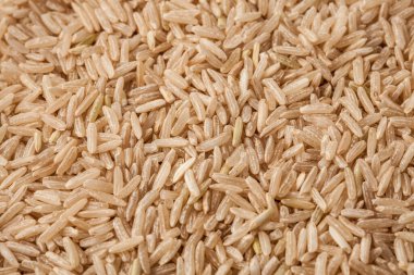 Esmer pirinç arka planı, sağlıklı yiyecekler