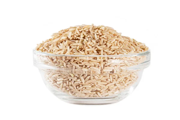 Brauner Reis Isoliert Auf Weißem Hintergrund — Stockfoto