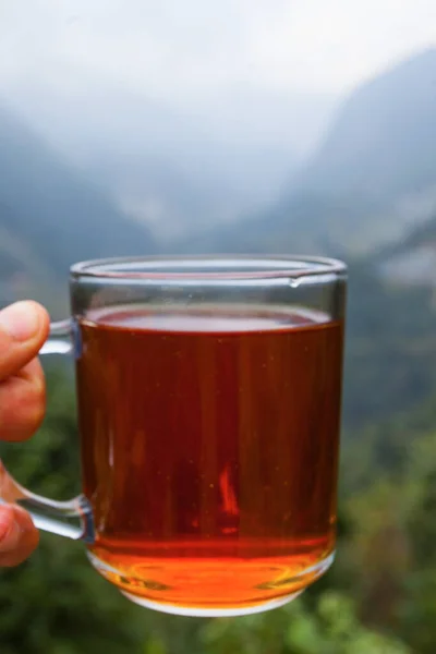 Taza Negro Cerca Casa Himalaya Nepal Trekking — Foto de Stock