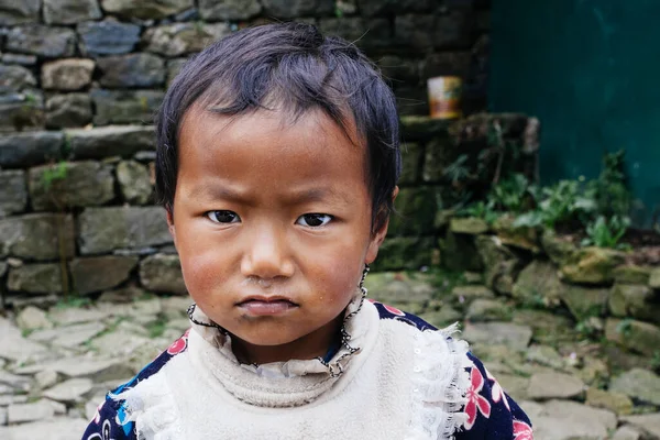 Himalayas Everest Region Nepal October 2018 Portrait Nepalese Girl Her — 图库照片