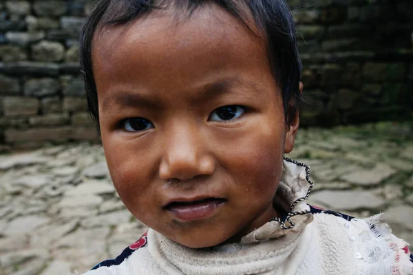 Himalayas Everest Region Nepal October 2018 Portrait Nepalese Girl Her — 图库照片