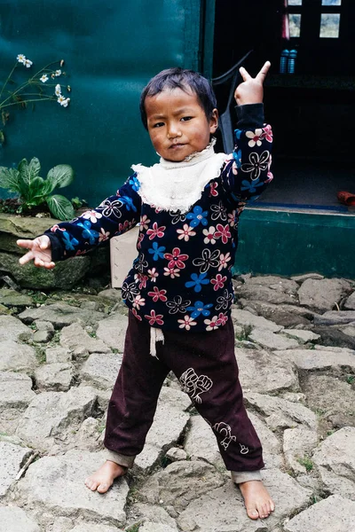 Himalayas Everest Region Nepal October 2018 Portrait Nepalese Girl Her — Stock Photo, Image
