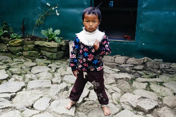 Himalayas Everest Region Nepal October 2018 Portrait Nepalese Girl Her — 图库照片