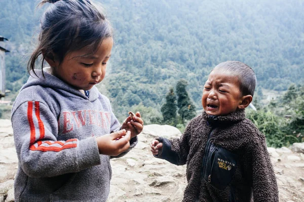 Himalayas Région Everest Nepal Octobre 2018 Portrait Enfants Népalais Près — Photo