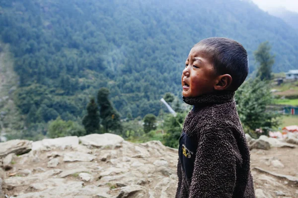 Himalayas Everest Region Nepal Oktober 2018 Portret Nepalese Kleine Jongen — Stockfoto