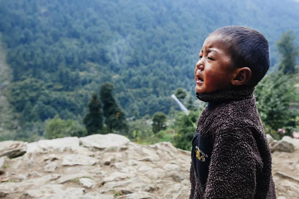 Himalayas Everest Region Nepal October 2018 Portrait Nepalese Small Boy — Stock Photo, Image