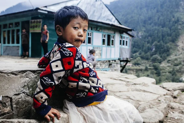 Himalayas Région Everest Nepal Octobre 2018 Portrait Enfants Népalais Près — Photo