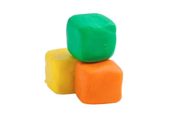 Three Cubes Made Plasricine Isolated — Stock Photo, Image