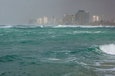 Eski şehrin modern Tel Aviv manzarası