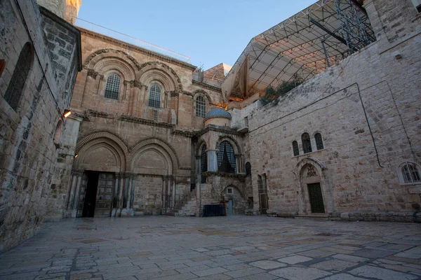 Вид Главный Вход Храм Гроба Господня Старом Городе Иерусалима — стоковое фото