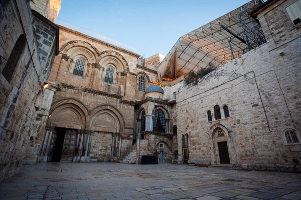 耶路撒冷旧城圣墓教堂主入口的观景 — 图库照片