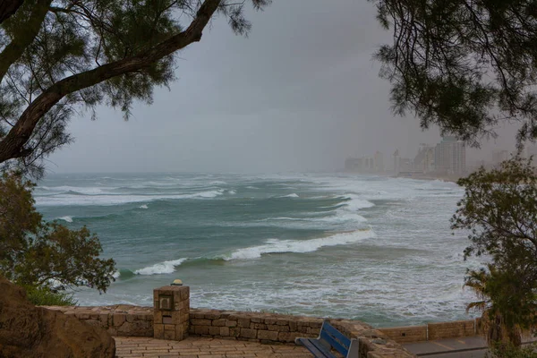 Şehrin Jaffa Ortaçağ Bölgesinden Tel Aviv Kıyı Şeridi Manzarası Jaffa — Stok fotoğraf