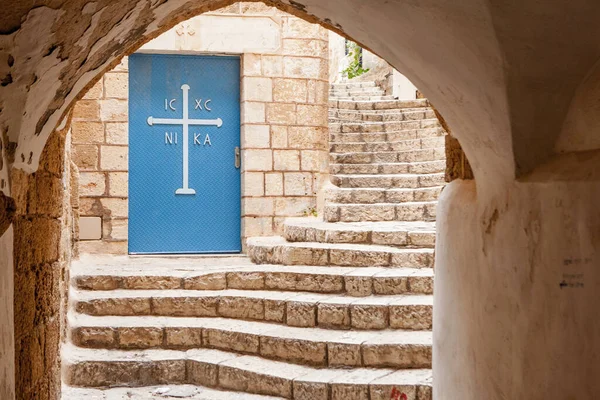 Deuren Van Kerk Stenen Oude Stad Jaffa Tel Aviv — Stockfoto