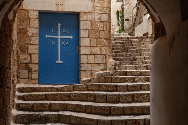 Deuren Van Kerk Stenen Oude Stad Jaffa Tel Aviv — Stockfoto