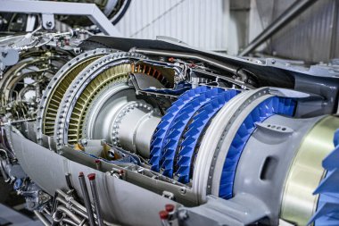 LE BOURget, PARIS, FRANCE - 8 Ekim 2016:: Comonautic and havacılık müzesi Le Bourget, roket ve uydu motorlarının detayları, keşiflerden, Paris