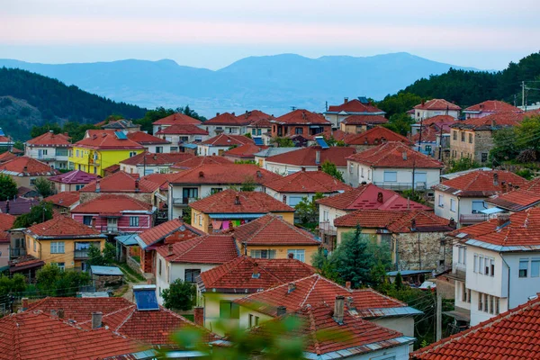 Las Calles Techos Pequeña Ciudad Las Montañas Krushevo Macedonia — Foto de Stock